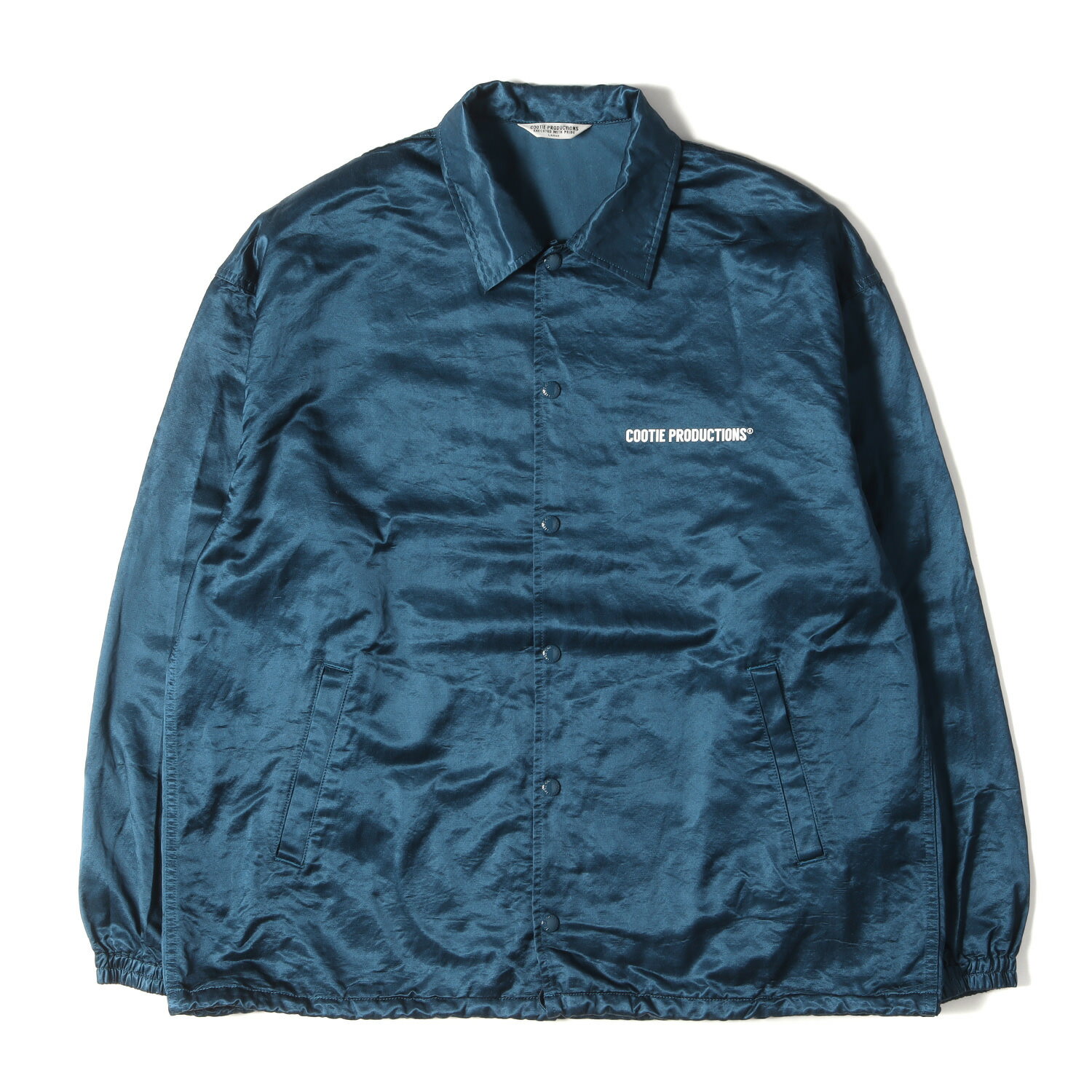 COOTIE クーティー ジャケット サイズ:L 21AW ロゴプリント サテン コーチ ジャケット R/C Satin Coach Jacket ブルー 青 アウター ブルゾン コート【メンズ】【中古】【K4089】