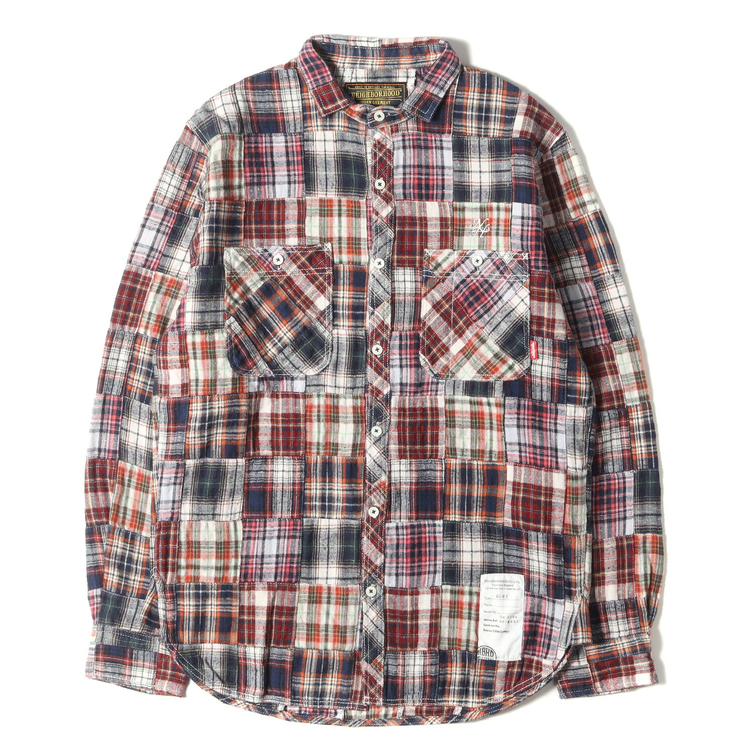 NEIGHBORHOOD ネイバーフッド シャツ サイズ:M パッチワーク チェック ネル シャツ CHIPS.PW / CE-SHIRT. LS マルチカラー トップス カジュアルシャツ 長袖 【メンズ】【中古】【K4081】