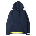 SOPHNET ソフネット パーカー サイズ:XL 20AW リブライン スウェット パーカー LINE RIBBED HOODIE ネイビー イエロー 紺黄 トップス フーディー スウェットシャツ【メンズ】【中古】【美品】【K4082】