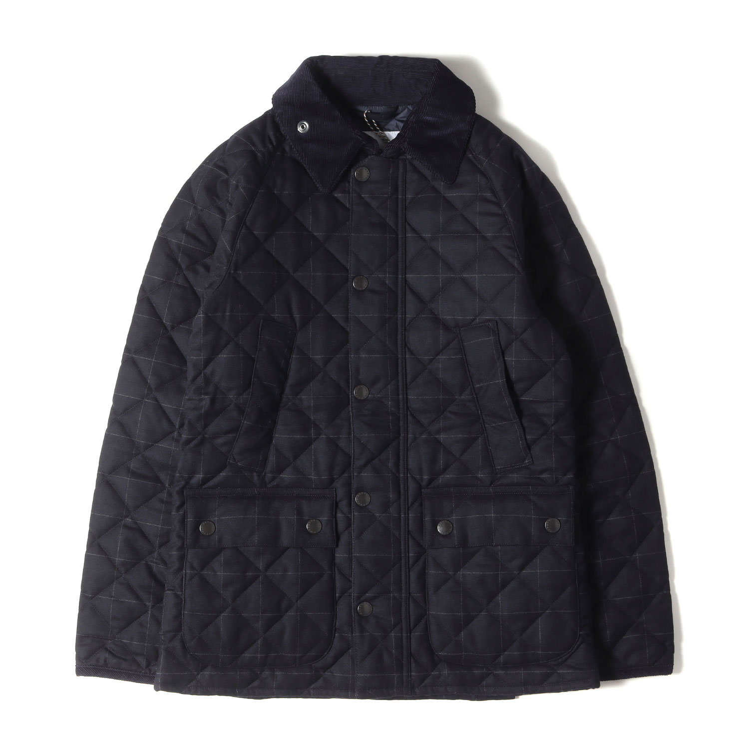 BARBOUR バブアー ジャケット サイズ:34 ウインドウペンチェック キルティング ストレッチ ウール パテッド ジャケット BEDALE 1802200 アウター コート ブルゾン 中わた ビデイル ネイビー ホワイト 紺白 【メンズ】【K4090】