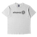 STUSSY ステューシー Tシャツ サイズ:L 90s OLD STUSSY オールドステューシー 紺タグ SSリンクロゴ クルーネック 半袖 Tシャツ USA製 ヘザーグレー トップス カットソー 90年代 古着 【メンズ】【中古】【K4073】