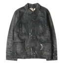 RRL ダブルアールエル カバーオール サイズ:S LIMITED EDITION ペイント&ヴィンテージ加工 デニム ジャケット PAINT CHORE JACKET ブラック 黒 アウター ブルゾン ジーンズ 【メンズ】【K3939】