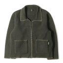 STUSSY ステューシー ジャケット サイズ:M フリースボア ボタンレス ジャケット Woodsy Blanket Stitch Fleece 21AW チャコール アウタ..