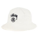 STUSSY ステューシー ハット サイズ:S/M 14SS BEAUTY&YOUTH 別注 SSリンクロゴ 刺繍 ツイル バケットハット ホワイト 白 帽子 コラボ ユナイテッドアローズ 【メンズ】【K4080】