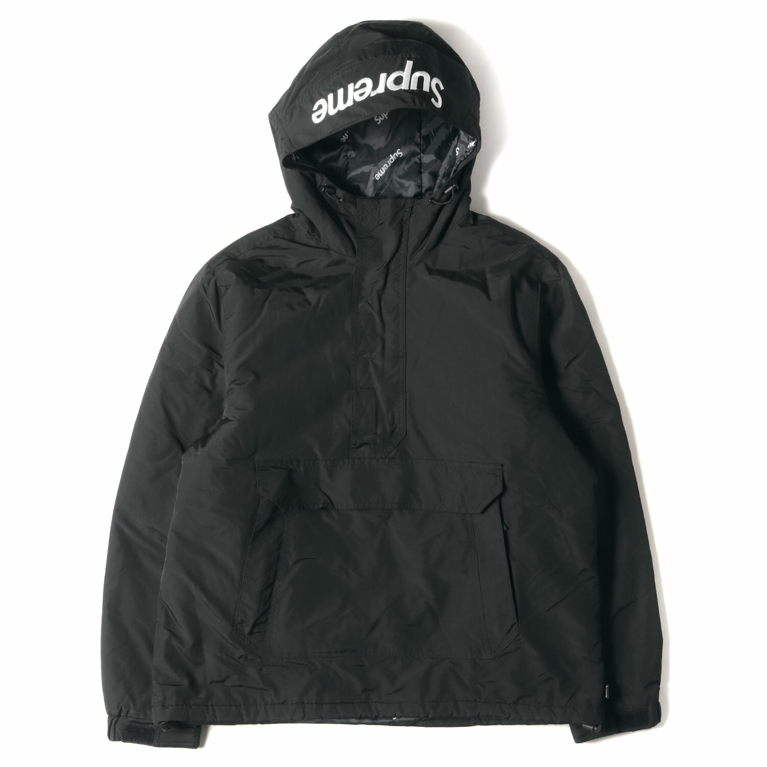 Supreme Vv[ WPbg TCY:M 17AW t[hSn[tWbv vI[o[ WPbg Hooded Logo Half Zip Pullover ubN  AE^[ u] R[gyYzyÁzyizyK4081z