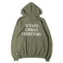 WTAPS ダブルタップス パーカー サイズ:XL 21AW URBAN TERRITORY スウェット パーカー オリーブドラブ トップス フーディー【メンズ】【中古】【K4040】