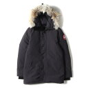 CANADA GOOSE カナダグース ダウン ジャケット サイズ:S ファーフード ポリコットン ダウン コート JASPER PARKA 3438JM ジャスパー パーカー ダークネイビー 紺 アウター ブルゾン【メンズ】【中古】【K4053】