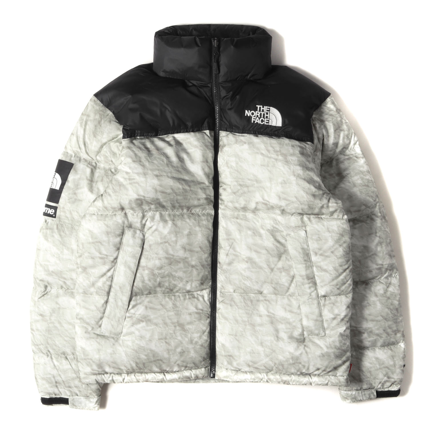 Supreme シュプリーム ジャケット サイズ:M 19AW THE NORTH FACE ノースフェイス ペーパープリント ヌプシ ダウンジャケット Paper Print Nuptse Jacket ND91806I アウター ブルゾン コラボ【メンズ】【中古】【美品】【K4085】