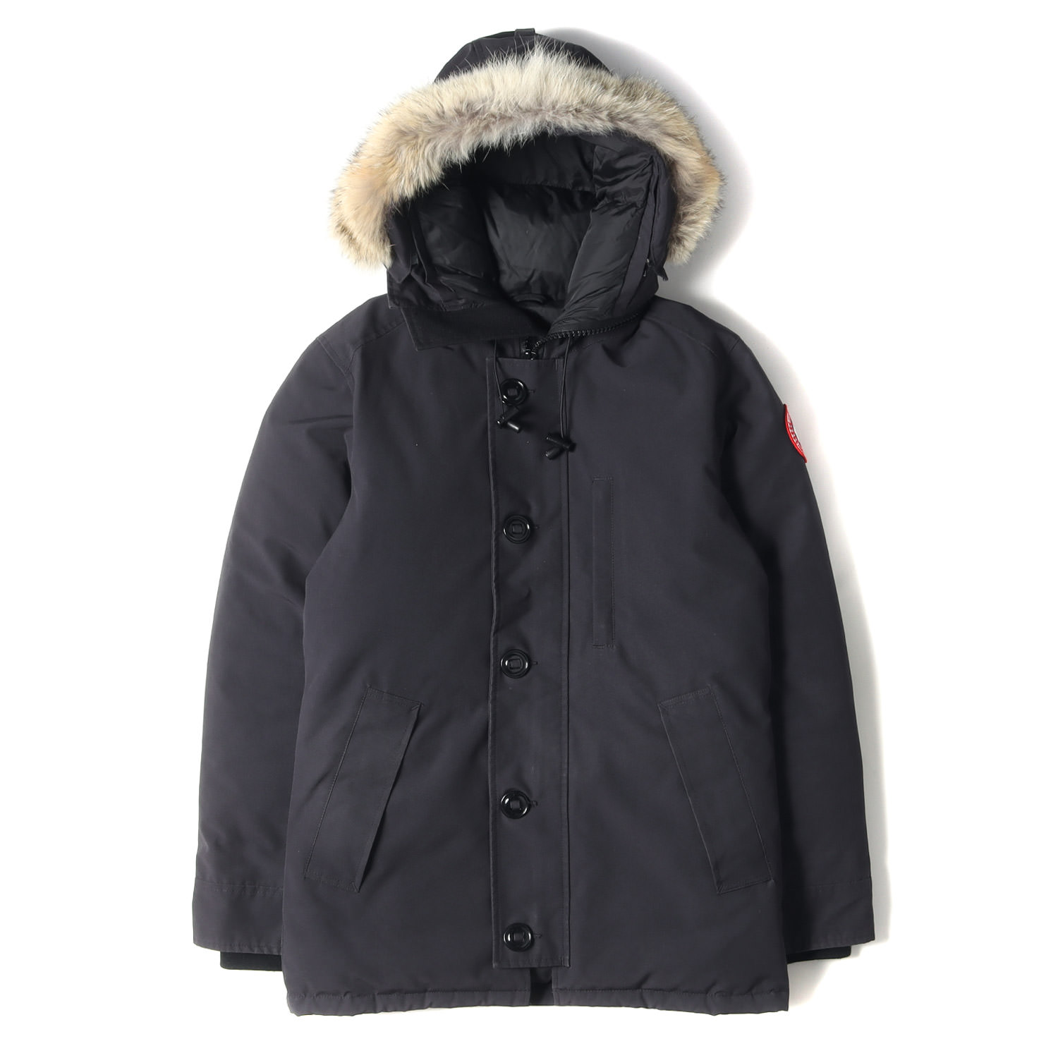 CANADA GOOSE カナダグース ダウン ジャケット サイズ:FUSION S ファー フード ポリコットン ダウン コート CHATEAU PARKA 3426MA シャトー パーカー ネイビー 紺 アウター ブルゾン【メンズ】【中古】【K4016】