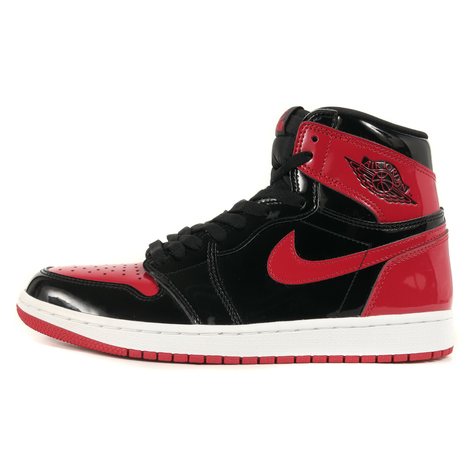 NIKE ナイキ スニーカー サイズ:US9.5(27.5cm) AIR JORDAN 1 RETRO HIGH OG BRED PATENT 555088-063 ブラック バーシティレッド 黒 赤 シューズ 靴【メンズ】【中古】【美品】【K4092】