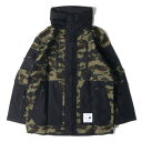 WTAPS ダブルタップス ジャケット サイズ:M 17AW A BATHING APE アベイシングエイプ フード付き 猿迷彩 ナイロン シェルパ ジャケット SHERPA グリーンカモ アウター ブルゾン コート コラボ【メンズ】【K4063】