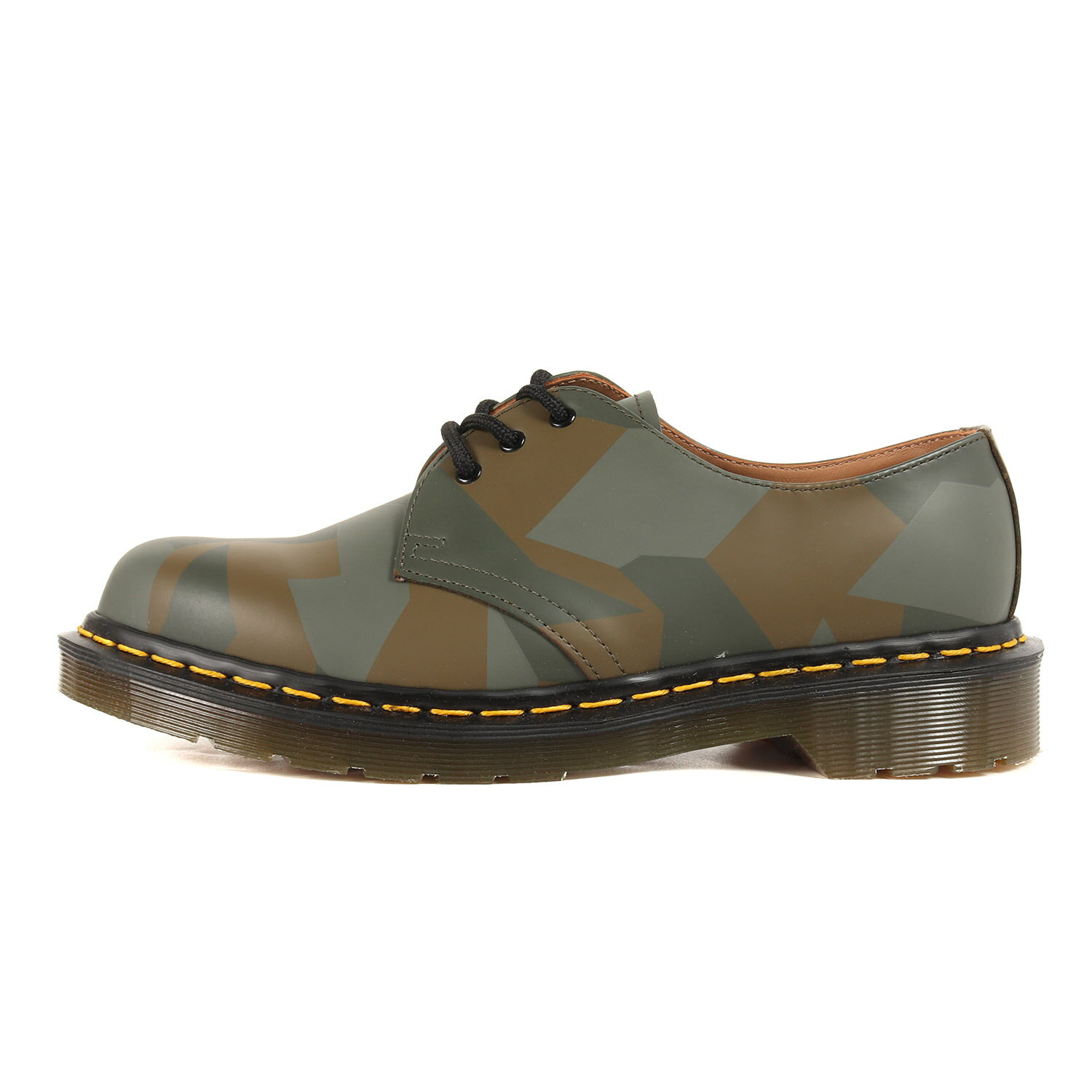 COMME des GARCONS HOMME DEUX コムデギャルソン オムドゥ サイズ:7 Dr.Martens ドクターマーチン 迷彩 3ホール レザー シューズ 1461 CAMO CDG カーキ系 コラボ 靴【メンズ】【中古】【新品同様】【K4102】