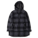 NONNATIVE ノンネイティブ ジャケット サイズ:1 チェック ウール プルオーバー フードジャケット コート STROLLER HOODED PULLOVER WIN PLAID CHECK グレー ブラック アウター ブルゾン【メンズ】【中古】【K4072】