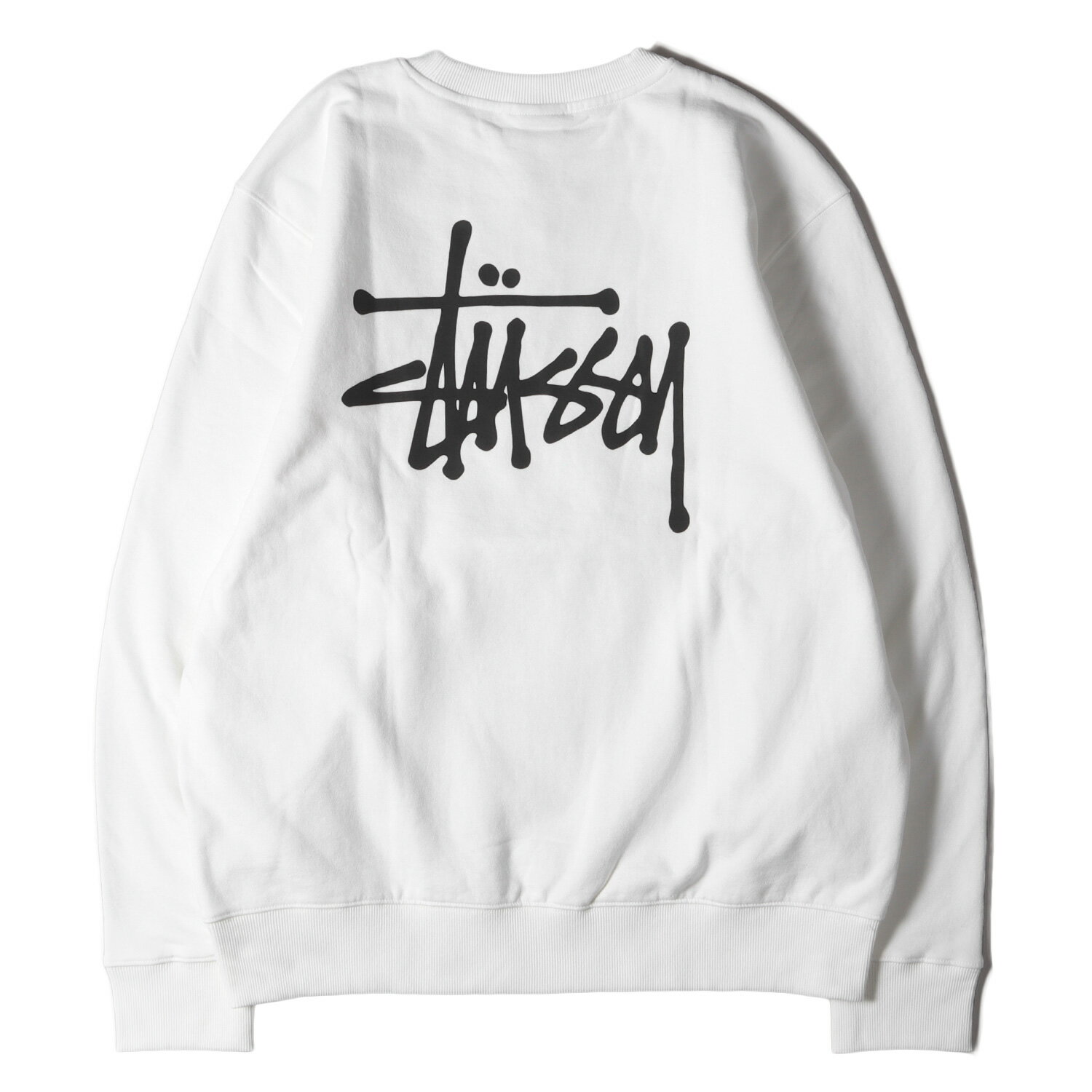 STUSSY ステューシー スウェット サイズ:XL 21AW ストックロゴ クルーネック スウェットシャツ Basic Stussy Crew ホワイト 白 トップス トレーナー 長袖【メンズ】【K4090】