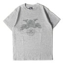 STUSSY ステューシー Tシャツ サイズ:S 90s OLD STUSSY 紺タグ ドラゴン クルーネック 半袖 Tシャツ USA製 ヘザーグレー 90年代 アーカイブ トップス カットソー【メンズ】【中古】【K4043】