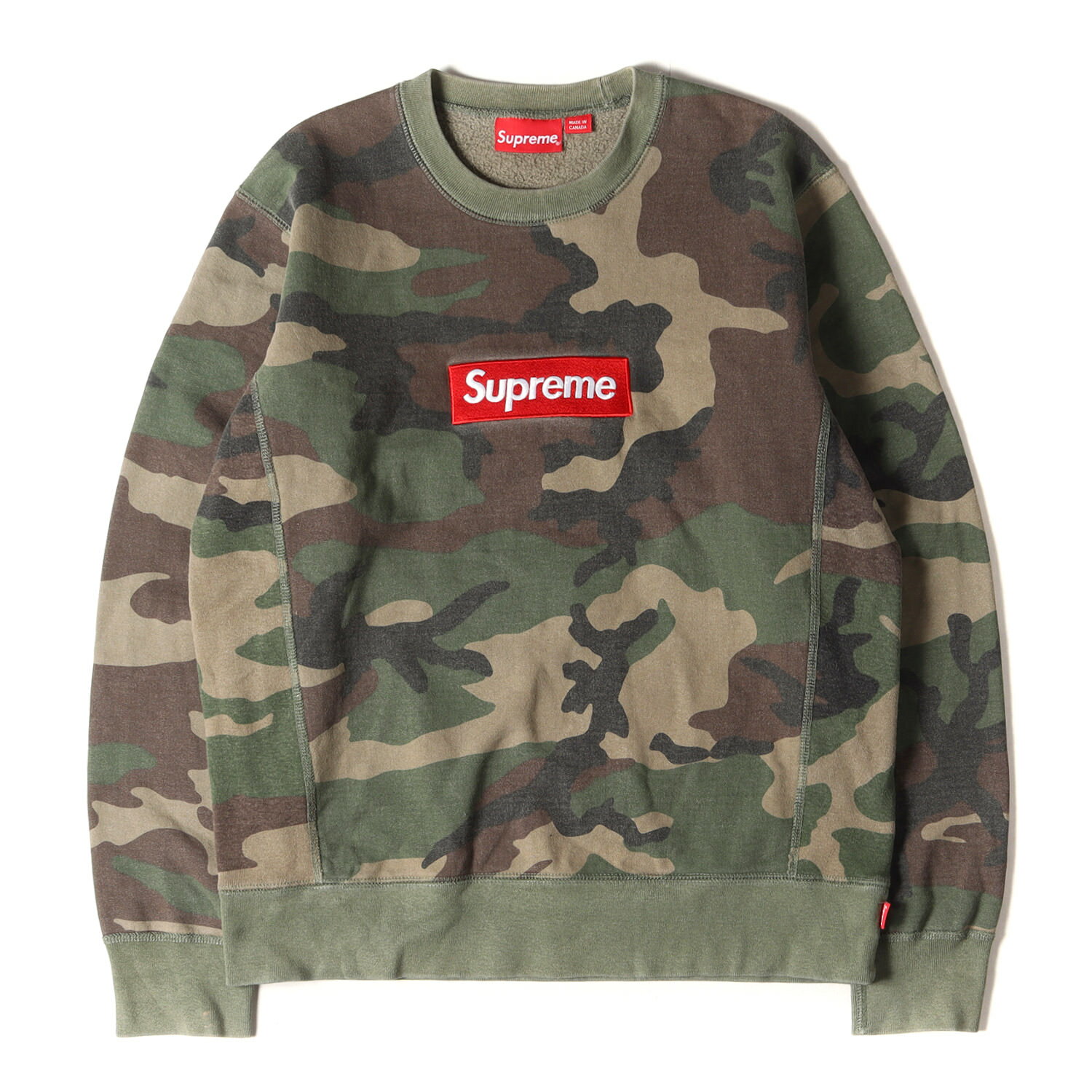 Supreme シュプリーム スウェット サイズ:S 15AW ボックスロゴ クルーネック スウェットシャツ Box Logo Crewneck ウッドランドカモ 迷彩 トップス トレーナー【メンズ】【中古】【K4088】