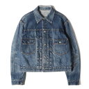 Levis リーバイス 50s ハギ付き 507XX 2nd デニムジャケット Gジャン インディゴ 40% 詳細参照(40-42位) 50年代 vintage ヴィンテージ 古着 アウター ブルゾン【メンズ】【中古】【K3977】