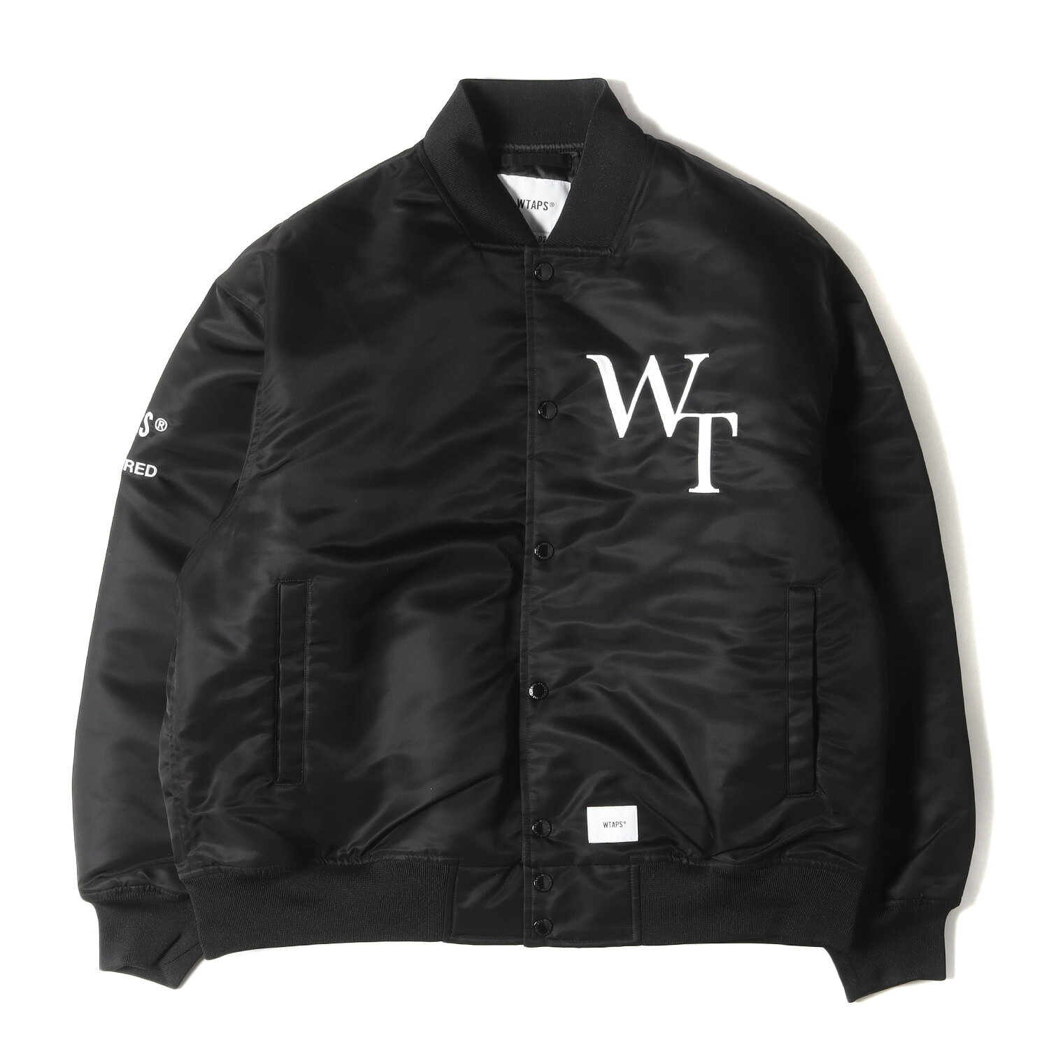 WTAPS ダブルタップス ジャケット サイズ:M 23AW ワッペン付き ナイロン チームジャケット スタジャン TEAM / JACKET / NYLON. TWILL. LEAGUE ブラック 黒 アウター ブルゾン 【メンズ】【K4166】