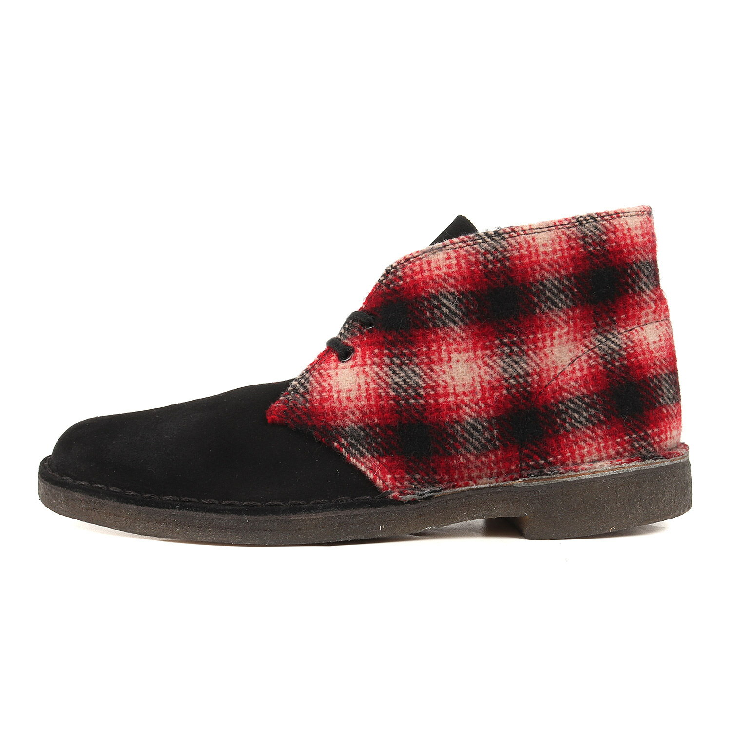 Clarks クラークス サイズ:25.5cm WoolRich チェックウール コンビ スウェード デザートブーツ ブラック レッドチェック US7.5 ウール..