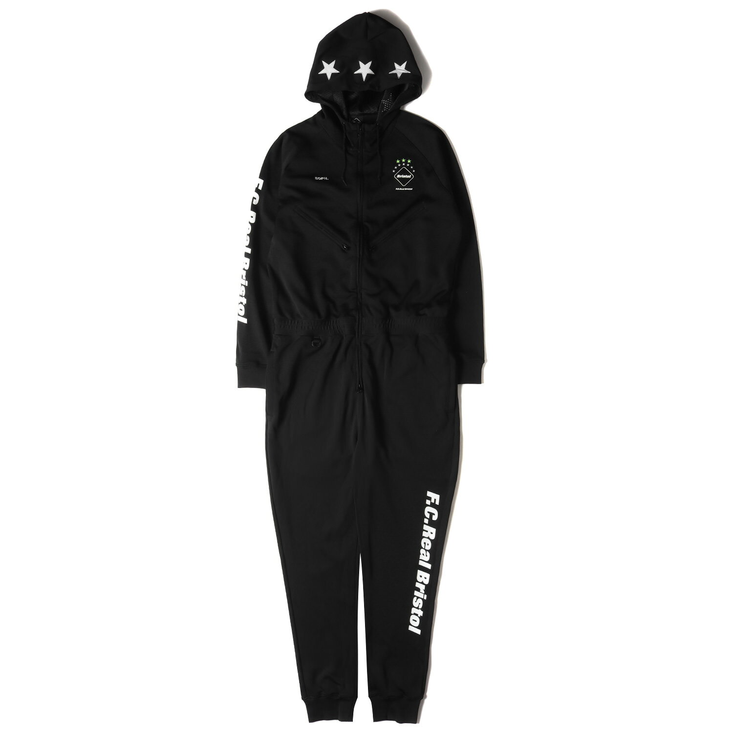 F.C.Real Bristol エフシーレアルブリストル サイズ:L 17SS フードスター ジャージ オールインワン つなぎ ALL IN ONE ブラック 黒 ボトムス 【メンズ】【中古】【美品】【K4225】
