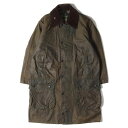 BARBOUR バブアー サイズ:C36/91CM 80s ワックス コットン コート BORDER JACKET オイルド ジャケット 旧3ワラント 1987年製 ENGLAND製 オリーブ イギリス製 アウター 上着 【メンズ】【中古】【K4072】