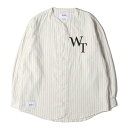 WTAPS ダブルタップス シャツ サイズ:L 22SS ストライプ フランネル ベースボールシャツ LEAGUE LS COTTON. FLANNEL STRIPE オフホワイト トップス カジュアルシャツ 長袖【メンズ】【中古】