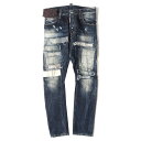 DSQUARED2 ディースクエアード パンツ サイズ:42 ヴィンテージ リペア加工 バイカー デニムパンツ Tidy Biker Jean S71LA0814 テイディ インディゴ イタリア製 ボトムス ジーンズ ジーパン【メンズ】【中古】【K4067】