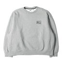 STUSSY ステューシー スウェット サイズ:XL 22SS NIKE ナイキ コラボロゴ刺繍 クルーネック ヘビー スウェットシャツ Crew Sweat ヘザーグレー トップス トレーナー コラボ【メンズ】【中古】【K4071】