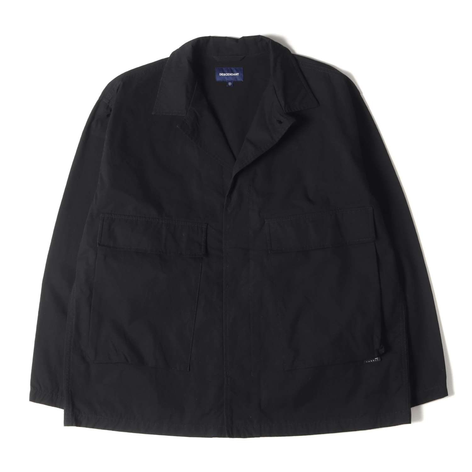 DESCENDANT ディセンダント シャツ サイズ:2 20AW コットン/コーデュラナイロン ファティーグシャツ DWU FATIGUE SHIRT ブラック 黒 トップス カジュアルシャツ【メンズ】【中古】【K4079】