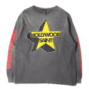 SAINT MICHAEL セントマイケル Tシャツ サイズ:XL 23SS ヴィンテージ加工 ハリウッドロゴ ロングスリーブTシャツ LS TEE/ST HOLLYWOOD ブラック 黒 トップス カットソー 長袖【メンズ】【中古】【美品】【K4080】