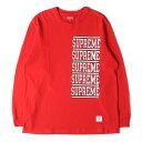 Supreme シュプリーム Tシャツ サイズ:XL 18SS 5連ロゴ ロングスリーブ ヘビーTシャツ Stacked L/S Top レッド トップス カットソー 長袖【メンズ】【中古】【K4073】