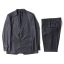 Paul Smith ポールスミス サイズ:XL DORMEUIL チェックオンチェック ウール 2B テーラードジャケット テーパード スラックス パンツ / セットアップ スーツ SOHO FIT ネイビー ワインレッド 日本製【メンズ】【中古】【美品】【K4068】