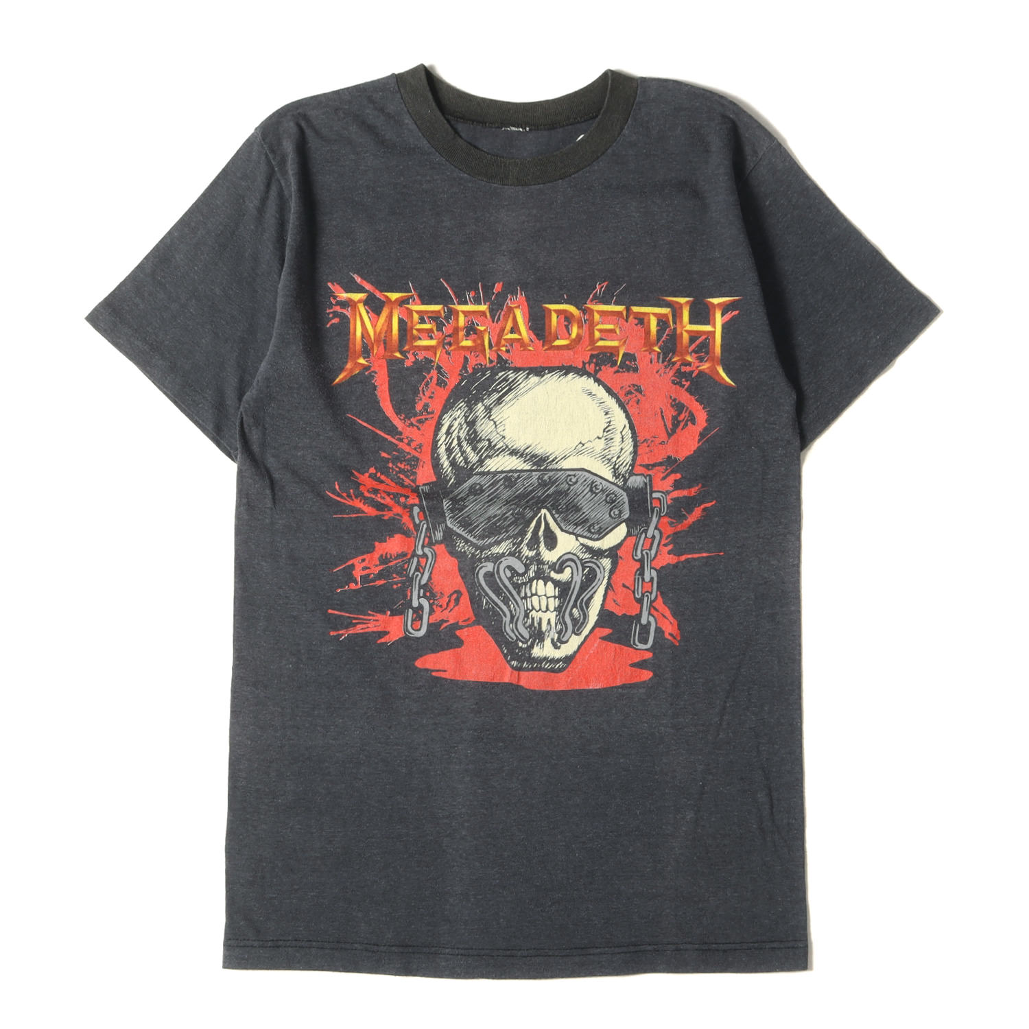 80s MEGADETH WAKE-UP DEAD TOUR 1987 クルーネック 半袖 Tシャツ ブラック 黒 サイズ:詳細参照(L位) 80年代 Vintage Music Item ヴィンテージ 古着 トップス カットソー バンドT ロックT【メンズ】【中古】【K4105】