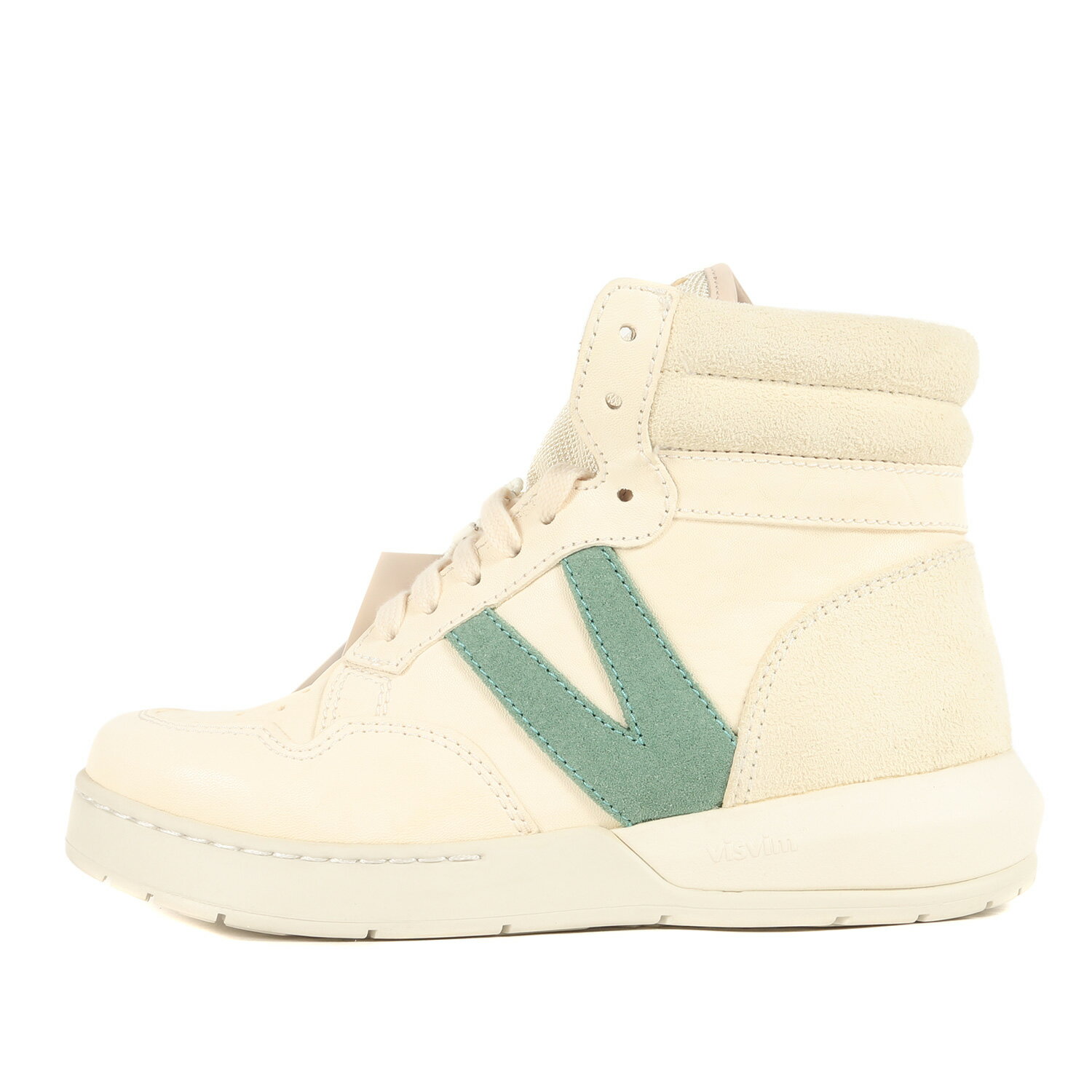 visvim ビズビム サイズ:WMNS W7(24.5-25.5cm) 22SS WMV CHAMBERLAIN HI W レザー ハイカット スニーカー オフホワイト ライトグリーン シューズ 靴【メンズ】【K4080】