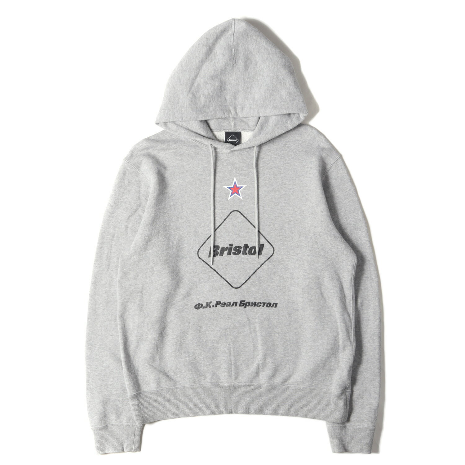 F.C.Real Bristol エフシーレアルブリストル パーカー サイズ:S エンブレム スウェットパーカー EMBLEM PULLOVER HOODY グレー トップス フーデッド スウェットシャツ【メンズ】【中古】【K4093】