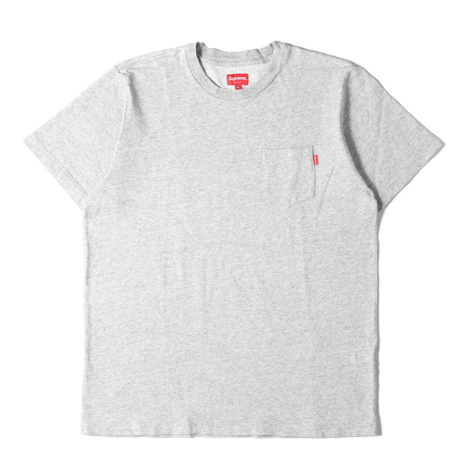 Supreme シュプリーム Tシャツ サイズ:XL 17SS ポケット付き ヘビーウェイト クルーネック 半袖Tシャツ Pocket Tee ヘザーグレー トップス カットソー【メンズ】【中古】【K4095】