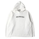 BALENCIAGA バレンシアガ パーカー サイズ:L 21AW ダメージ加工 ピクセルロゴ ビッグ サイズ ヘビーウェイト スウェットパーカー トップス フーディー プルオーバー 裏起毛 オーバー シルエット UNIFIT ホワイト 白 【メンズ】【中古】【K4074】