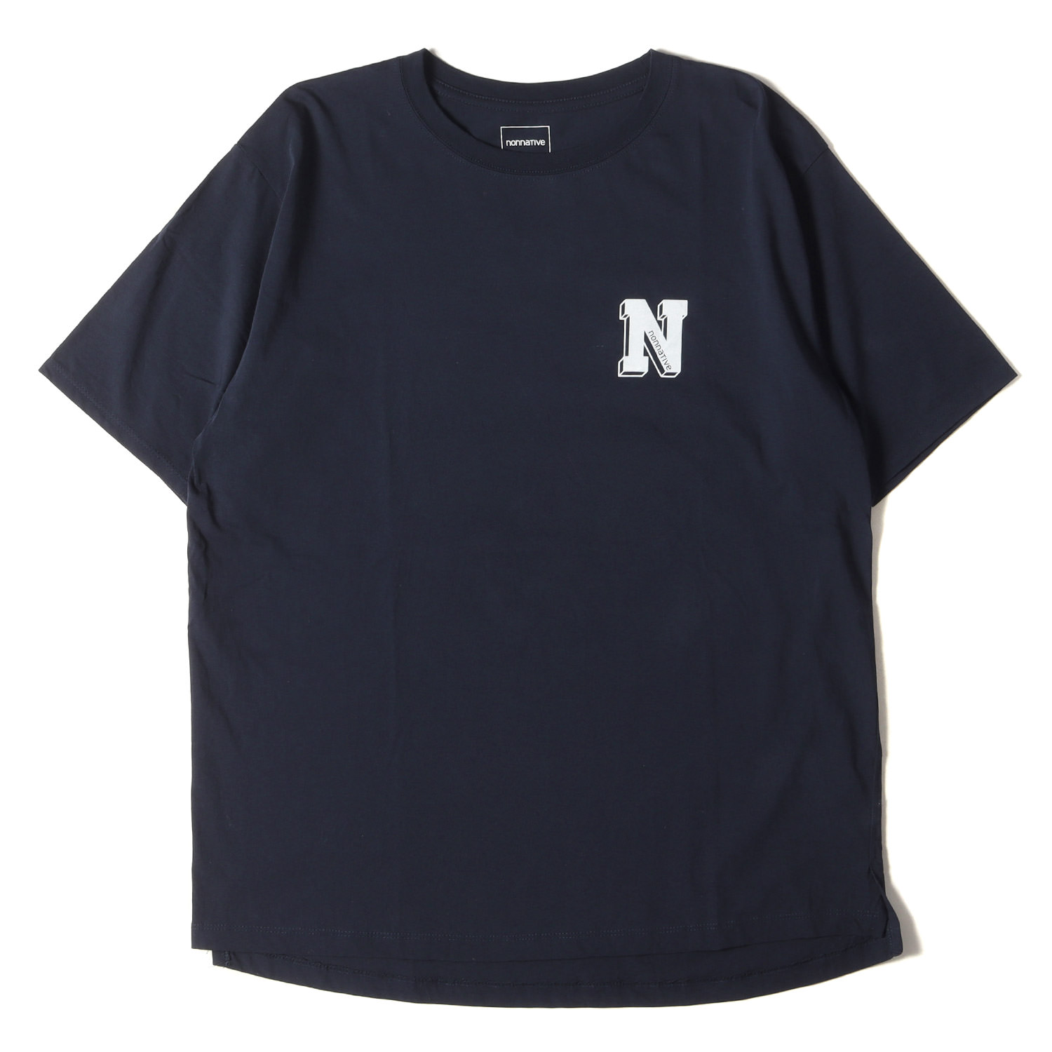 NONNATIVE ノンネイティブ Tシャツ サイズ:2 22W/23S フロッキープリント クルーネック 半袖Tシャツ DWELLER S/S TEE N NN-T4208 ネイビー 紺 トップス カットソー【メンズ】【中古】【K4099】