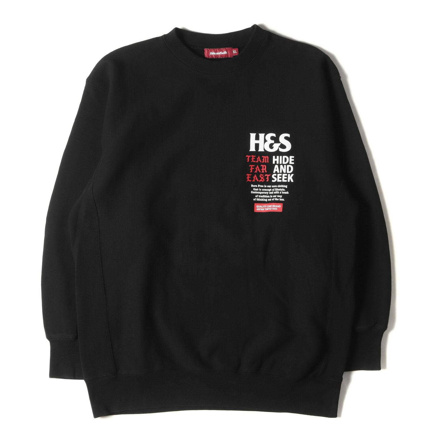 HideandSeek ハイドアンドシーク スウェット サイズ:XL 22AW ブランドロゴ リバースウィーブ スウェットシャツ TEAM FAR EAST Sweat Shirt ブラック 黒 トップス トレーナー【メンズ】【中古】【K4086】