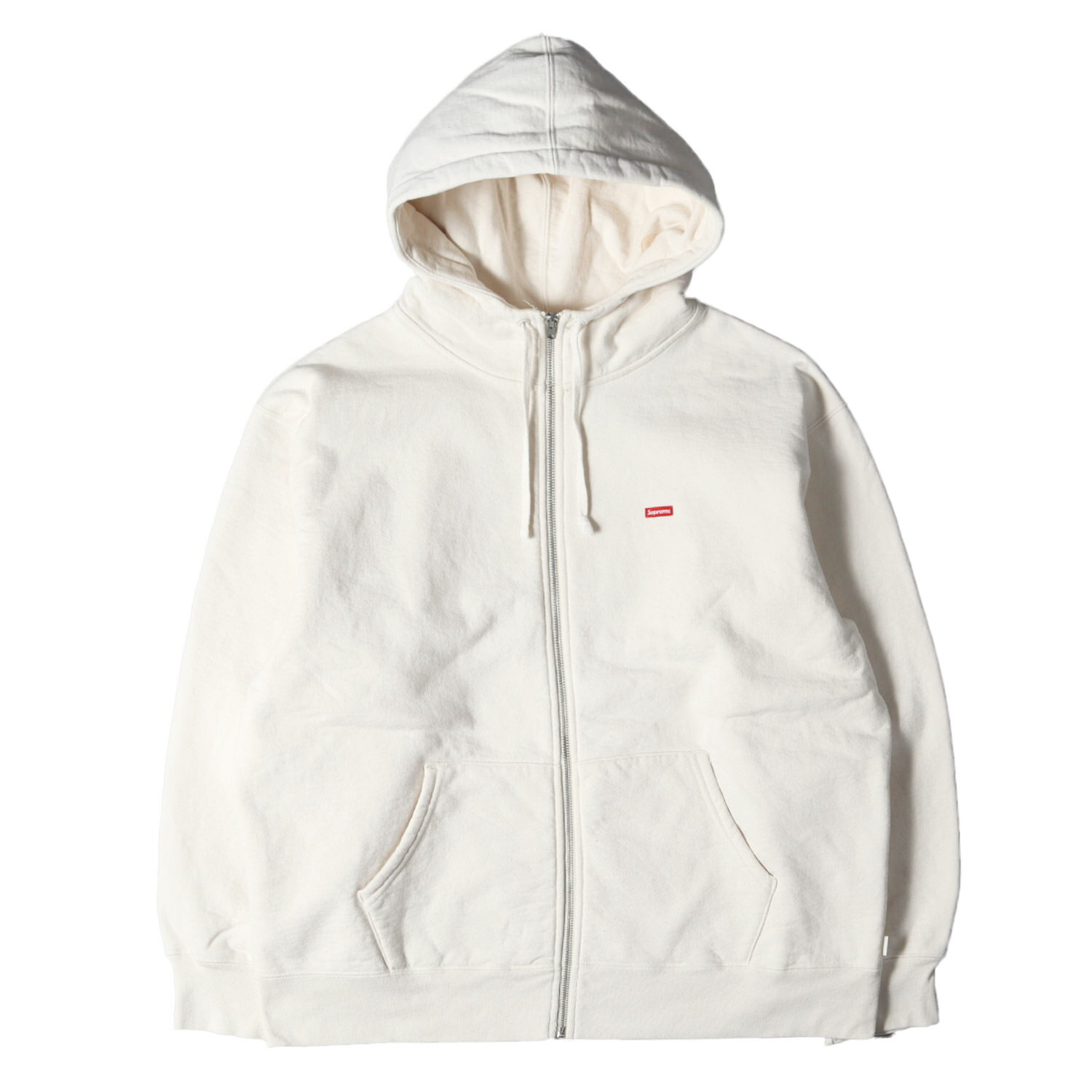 Supreme シュプリーム パーカー サイズ:L 21AW フェイスマスク スモールボックスロゴ ジップ スウェットパーカー Small Box Facemask Zip Up Hooded Sweatshirt ナチュラル トップス フーディー【メンズ】【中古】【K4089】