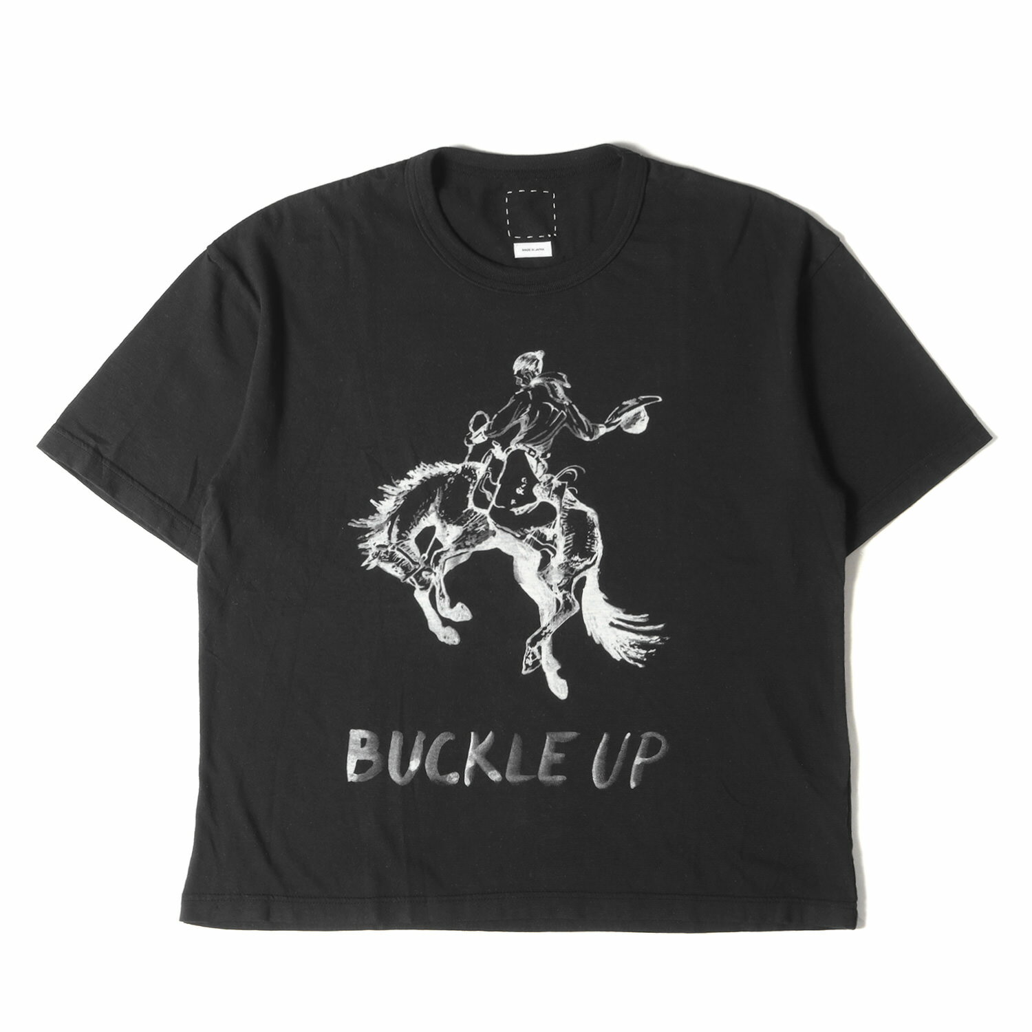 visvim ビズビム Tシャツ サイズ:3 23SS カウボーイ プリント ジャンボ クルーネック 半袖Tシャツ JUMBO TEE S/S BUCKLE UP ネイビー(ブランド表記) トップス カットソー【メンズ】【中古】【美品】【K4081】