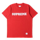 Supreme シュプリーム Tシャツ サイズ:M 17SS カレッジロゴ ワッペン ヘビーウェイト クルーネック 半袖Tシャツ Collegiate Logo Tee レッド トップス カットソー【メンズ】【中古】【K4072】