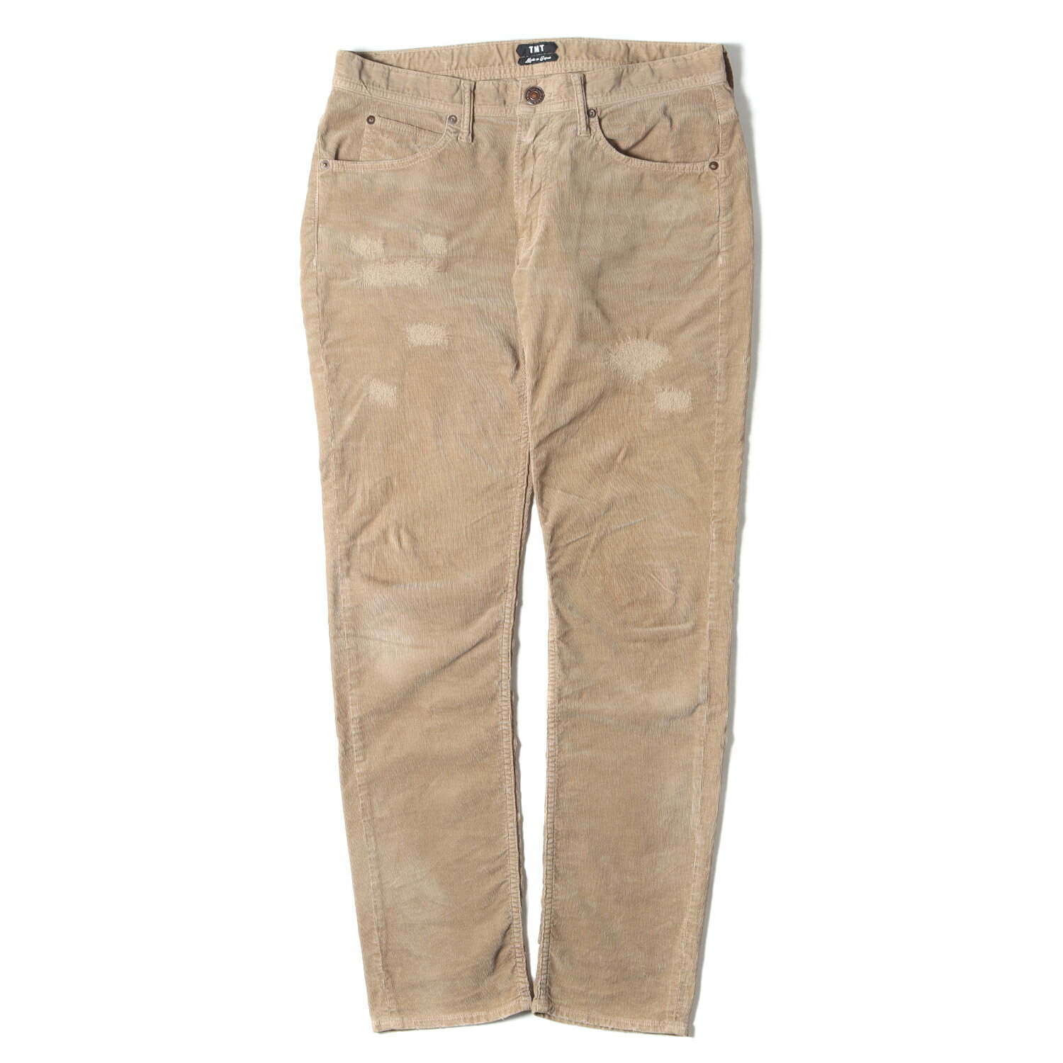 TMT ティーエムティー パンツ サイズ:L ダメージリペア加工 ストレッチ コーデュロイパンツ STRETCH REPAIR CORDUROY 5P TAPERED ベージュ ボトムス ズボン【メンズ】【中古】【K4245】