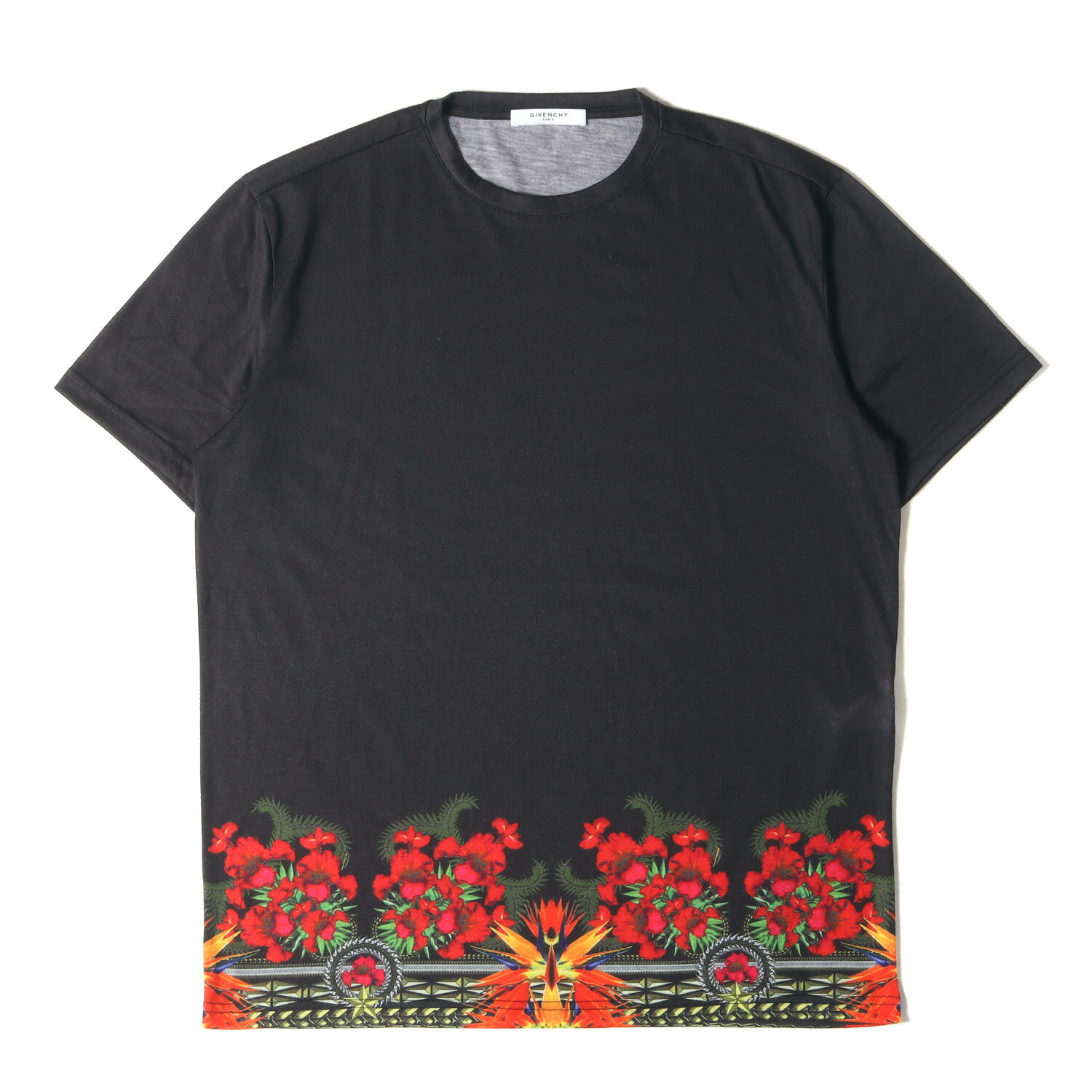 GIVENCHY ジバンシィ Tシャツ サイズ:S 極楽鳥花 グラフィック クルーネック 半袖Tシャツ ブラック 黒 トップス カットソー【メンズ】【中古】【K4083】