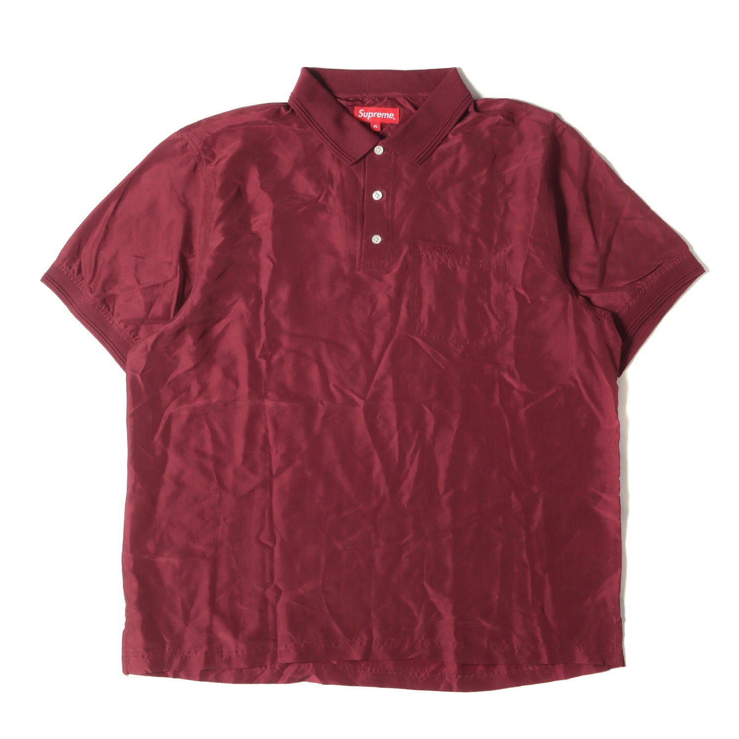 Supreme シュプリーム ポロシャツ サイズ:XL 17SS クラシックロゴ シルク 半袖ポロシャツ / Silk Polo バーガンディー トップス カットソー【メンズ】【K4080】