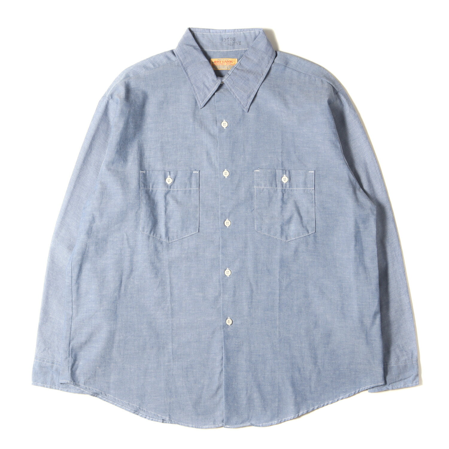 BIG YANK ビッグヤンク シャツ サイズ:XL 70s シャンブレー ワークシャツ USA製 ブルー トップス カジュアルシャツ 70年代 ヴィンテージ 古着