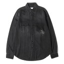 SAINT LAURENT PARIS サンローラン パリ シャツ サイズ:XS 17SS USED加工 ロゴプリント デニム 長袖シャツ ブラックインディゴ 黒 イタリア製 トップス カジュアルシャツ【メンズ】【中古】【美品】【K4071】