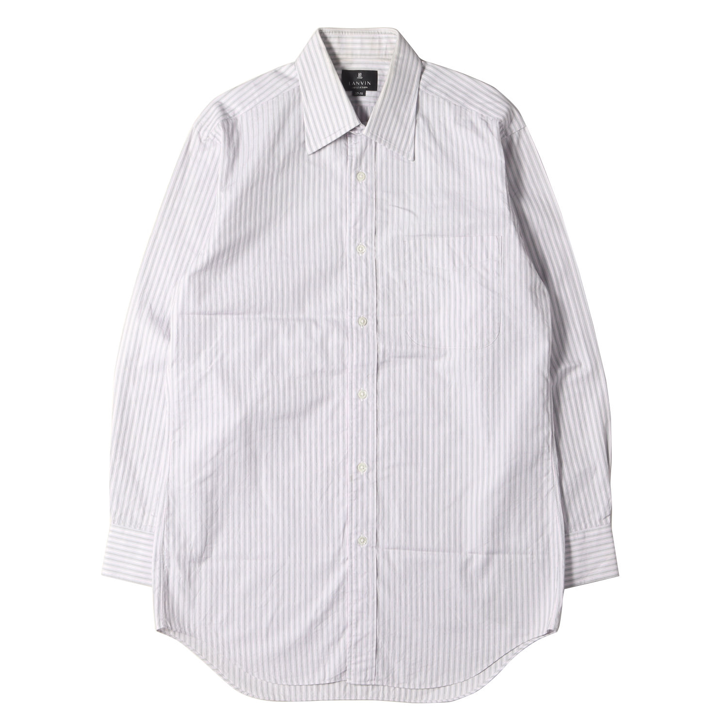 LANVIN ランバン シャツ サイズ:37-78 ストライプ コットン ドレスシャツ 長袖 ピンク系 トップス カジュアルシャツ【メンズ】【中古】【K4477】