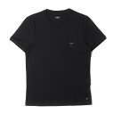 FENDI フェンディ Tシャツ サイズ:S 22SS ワンポイント ラベル ワッペン 刺繍 クルーネック 半袖Tシャツ T-SHIRT R V.LABEL JERSEY FY0894 A9RL ブラック 黒 イタリア製 トップス カットソー【メンズ】【K4073】