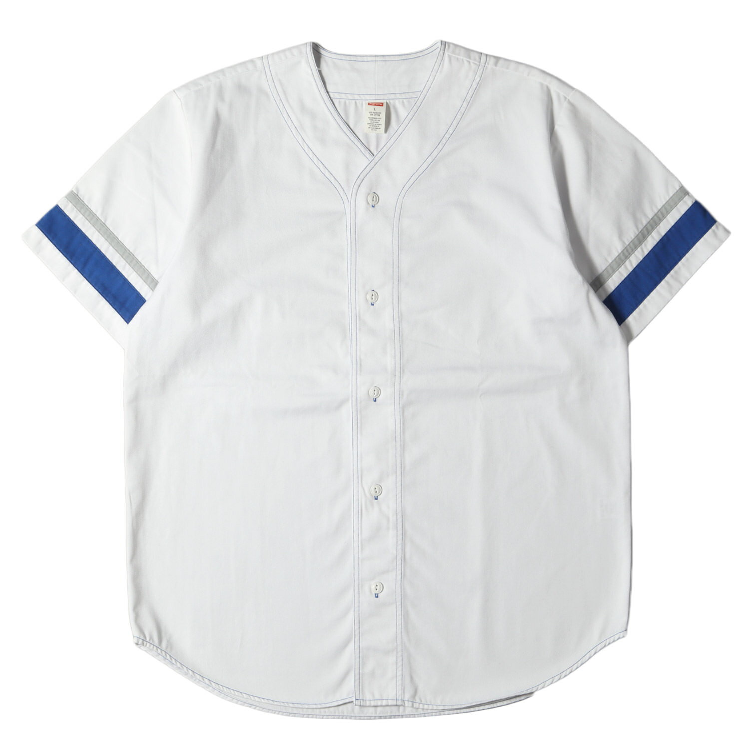 Supreme シュプリーム シャツ サイズ:L 15AW T/Cツイル ベースボールシャツ / Twill Baseball Shirt ホワイト 白 トップス カジュアルシャツ【メンズ】【中古】【K4094】